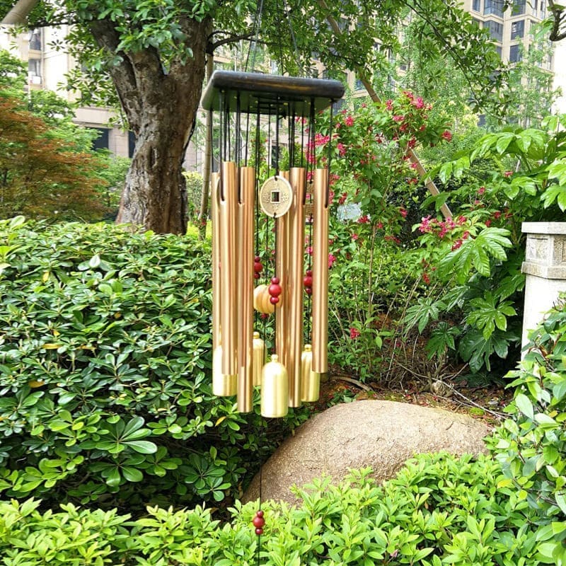 JNUYISW Carillon A Vent,Dehors Carillon A Vent Exterieur Zen,Carillon  Japonais pour Jardin Terrasse Arrière-Cour Décoration D'intérieur (doré) :  : Jardin